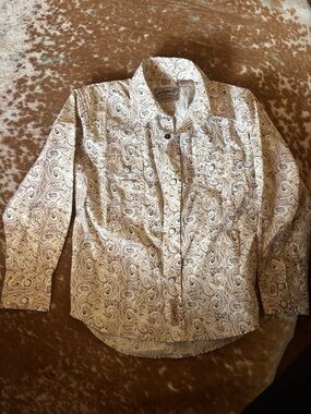 Kids Paisley Button-Down Shirt in Beige by Cinch